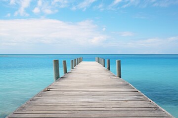 a dock leading to the ocean