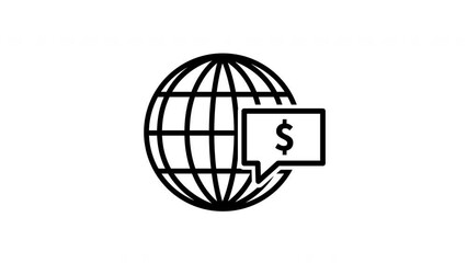 Animated rotating globe and dollar currency on a white background - Powered by Adobe