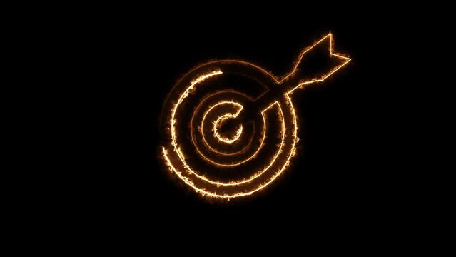 Glowing neon Target goal icon. Marketing targeting strategy symbol.