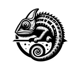 Beautiful Chameleon in nature isolated vector illustration