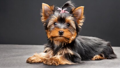 puppy of the yorkshire terrier on black