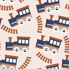 Seamless pattern with trains