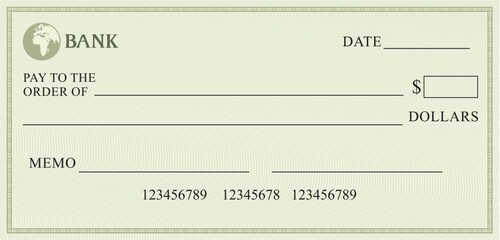Blank Check (Business Cheque Design) Color. Vector Illustration.