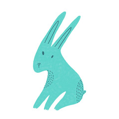 Turquoise bunny, rabbit, cute character, hand drawn illustration
