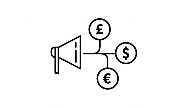 Illustration of a microphone and currency of the country animated