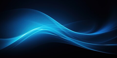 Fototapeta na wymiar Light blue glowing abstract ray spotlight wave dark grainy background black noise texture banner design