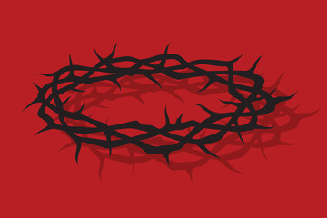 black crown of thorns image isolated on red background