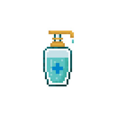 Bottle with alcohol for hands, pixel art object