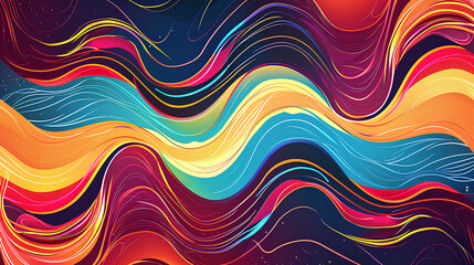 Rainbow wavy line design, abstract background.