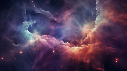 A visually enthralling image capturing the majestic beauty of nebula-like cosmic clouds in fiery colors