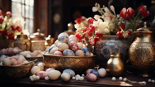 Vintage Easter Decor: Nostalgic and classic Easter decorations.