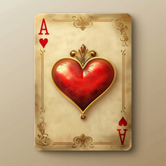 Ornate Ace of Hearts Playing Card with Royal Design