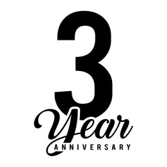3 Year Anniversary wedding wish lettering text vector illustration.