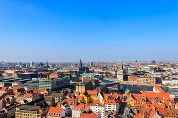 Fototapeta na wymiar Cityscape of Copenhagen city, Denmark. View from above