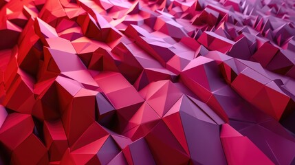 A 3D rendering of a red geometric background made up of interlocking shapes. good for background about abstract art, 3D design, or geometric patterns.