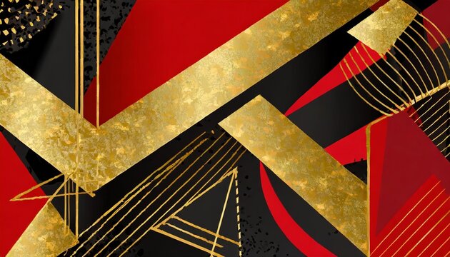 abstract geometric red black and gold background