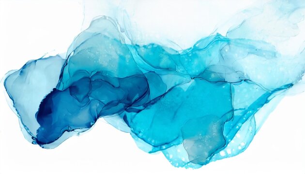 abstract art blue paint background by alcohol ink or watercolor isolated on white background with space for text