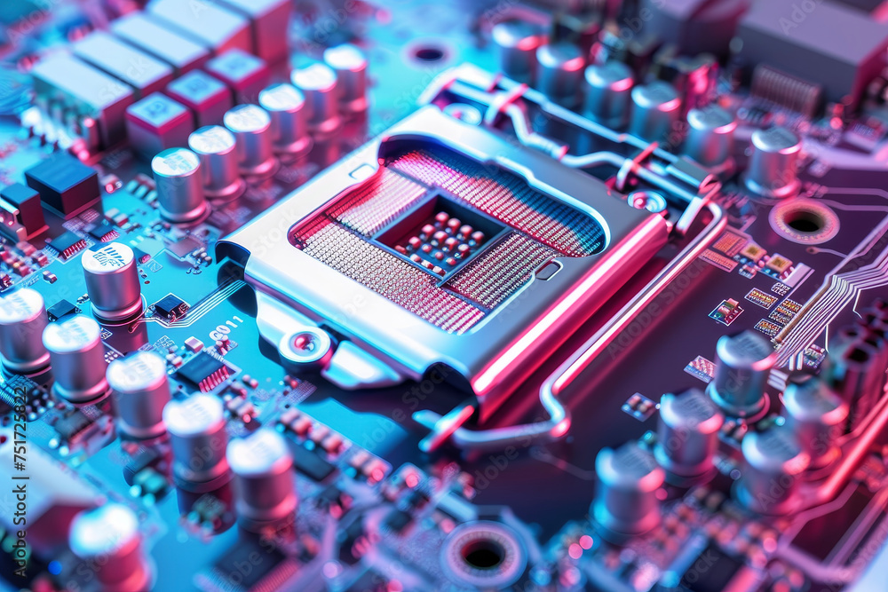 Poster a processor with a white and silver design and a rgb lighting system on it