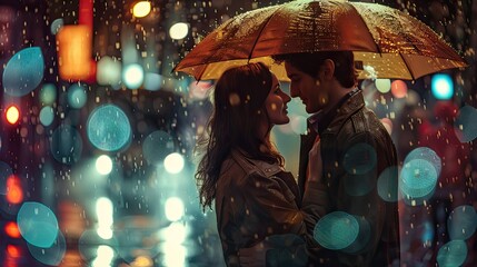 Obraz na płótnie Canvas wet couple in rain