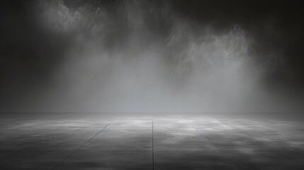Empty Scene with Concentrated Floor Texture and Mist or Fog