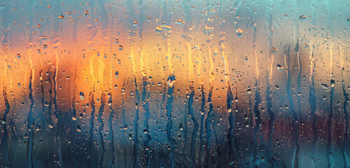 Pixelated raindrops on window.