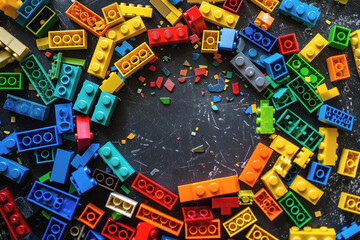 Colorful Lego Pieces Arranged in a Circular Pattern