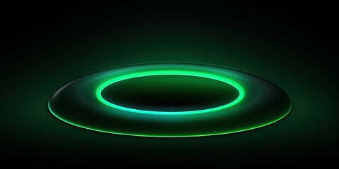Glowing green light ring black background grainy gradient noise texture poster banner backdrop abstract design