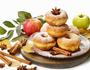 Naklejka na ściany i meble Homemade apple cider donuts with cinnamon.