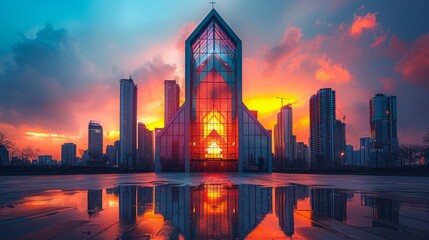 Modern Curved Roof Building Alongside Waterfront