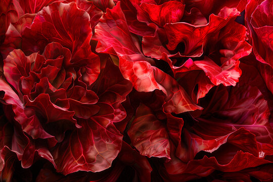 Radicchio rosso or red leaf lettuce isolated on white background. Fresh green salad leaves from garden