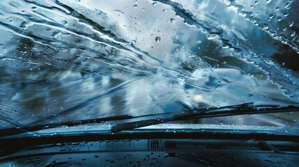 visibility windshield wipers rain - obrazy, fototapety, plakaty