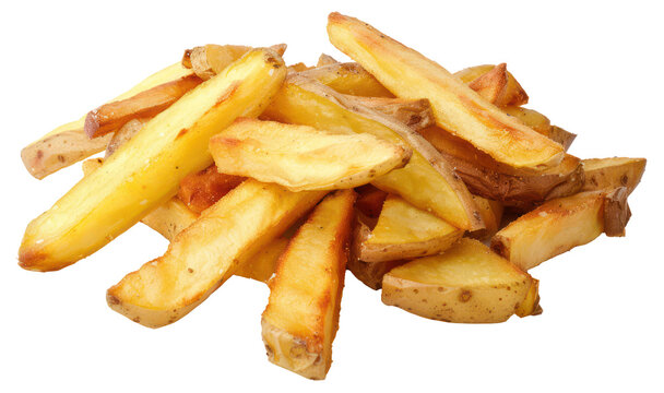 Crispy french fries on transparent background - stock png.