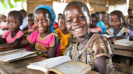 Joyful African Schoolchildren in Classroom - Education and Happiness Concept