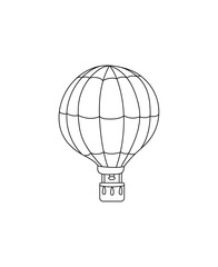 Air Baloon Coloring Page Transportation theme simple black and white drawing for print.