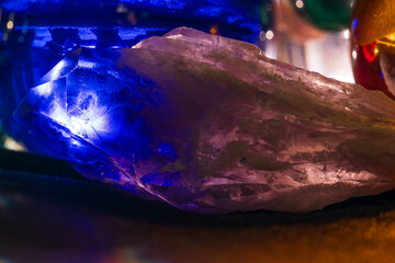 Crystal with transparent blue light