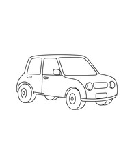 Car Coloring Page Transportation theme simple black and white drawing for print.