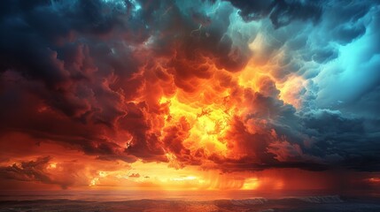 Fototapeta premium Vast Field Under Cloud-Filled Sky