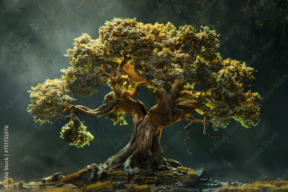 Aufkleber a tree with a brown color and a trunk and a professional overlay on the growth