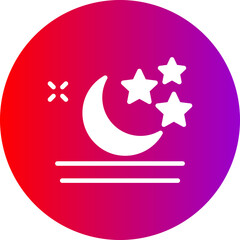 Moon And Stars Glyph Circle Gradient Icon
