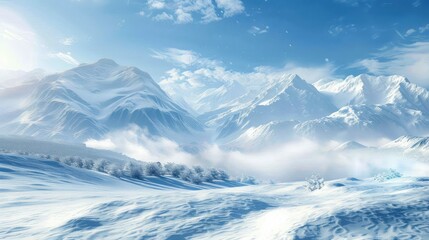 Fototapeta na wymiar landscape snowy mountain background
