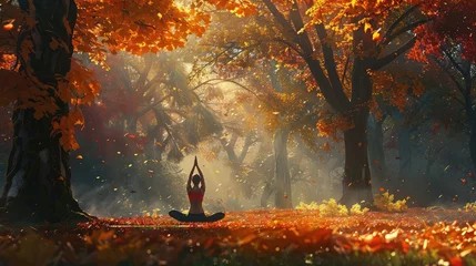 Fotobehang wellness fall yoga © vectorwin