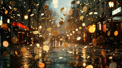 Fotobehang prosperity raining coins © vectorwin