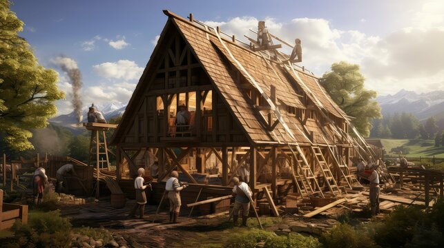 log wood house building