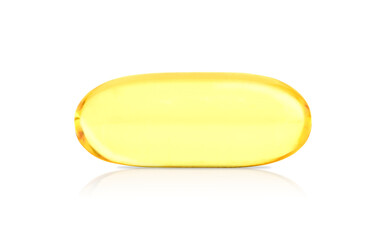 Soft Gel Capsule of Omega 3 Isolated on Transparent Background. Concepts of Alternative Medicine.