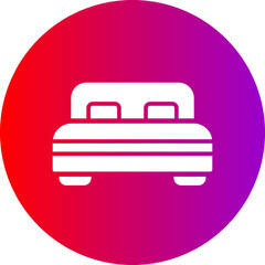 Double Bed Glyph Circle Gradient Icon