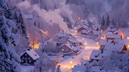 cold snowy village