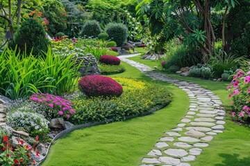 Beautiful landscaping with beautiful plants and flowers.