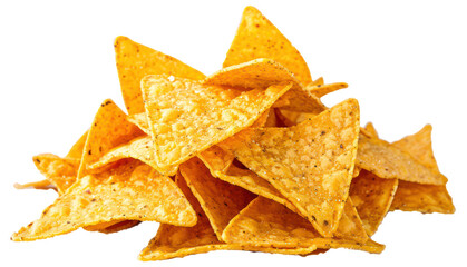 Crispy tortilla chips pile, cut out - stock png.