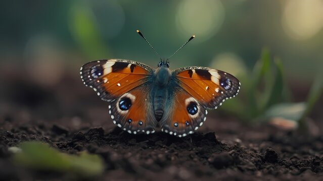 "Graceful Butterfly Flight: Macro Photo Capturing Life in Detail" Generative AI