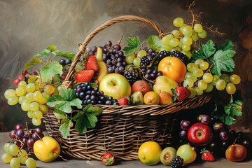 European summer fruit in a new basket